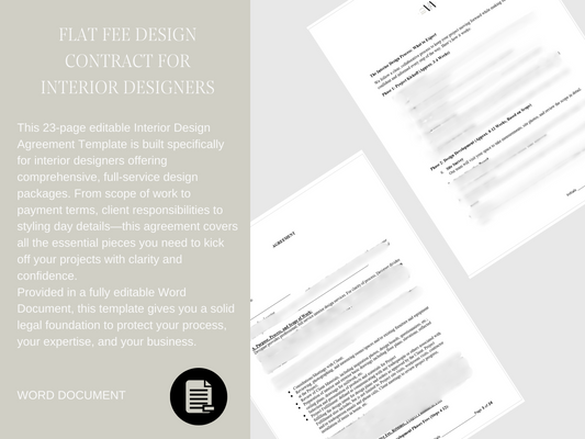 Flat Fee Design Contract For Interior Designers