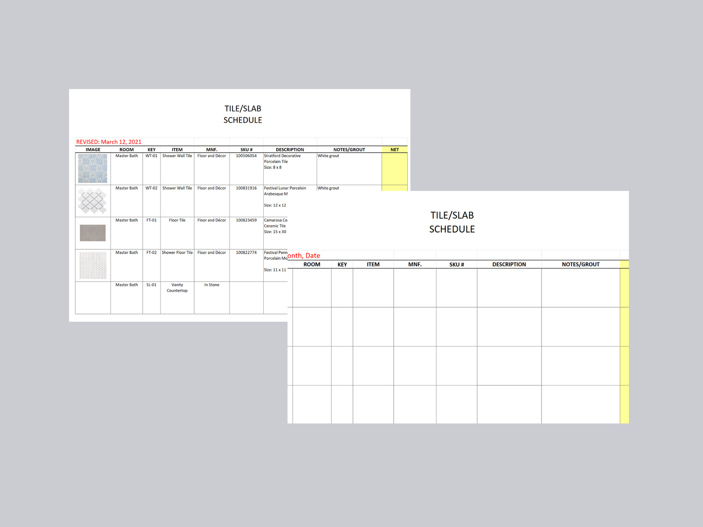 CONSTRUCTION SCHEDULE TEMPLATE