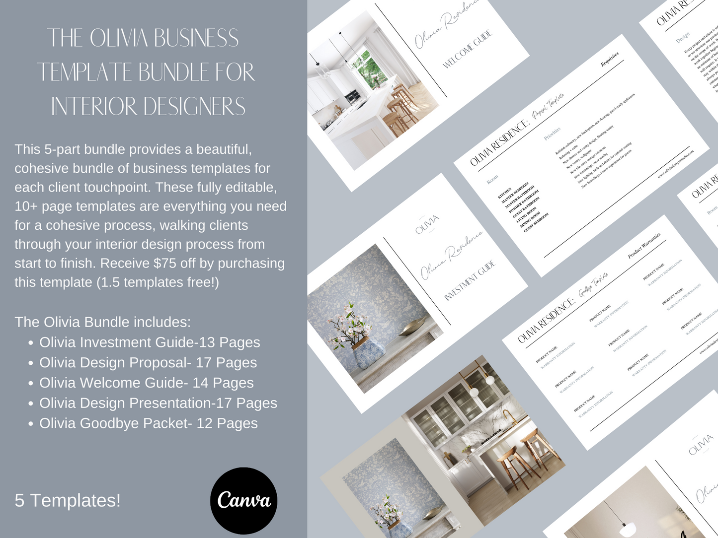 THE OLIVIA BUSINESS TEMPLATE   BUNDLE FOR INTERIOR DESIGNERS