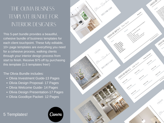 THE OLIVIA BUSINESS TEMPLATE BUNDLE FOR INTERIOR DESIGNERS