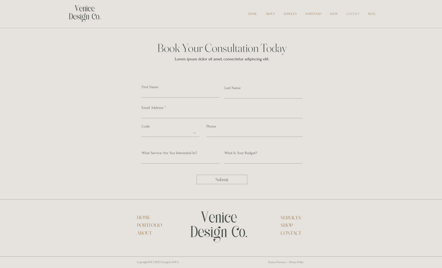 VENICE WEBSITE TEMPLATE